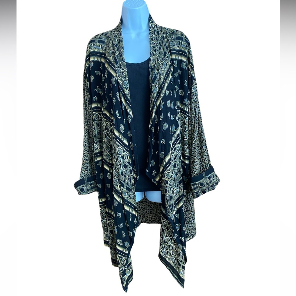 Vintage Marsha Brander for Componix Aztec Design Open Front Duster/ Kimono Large